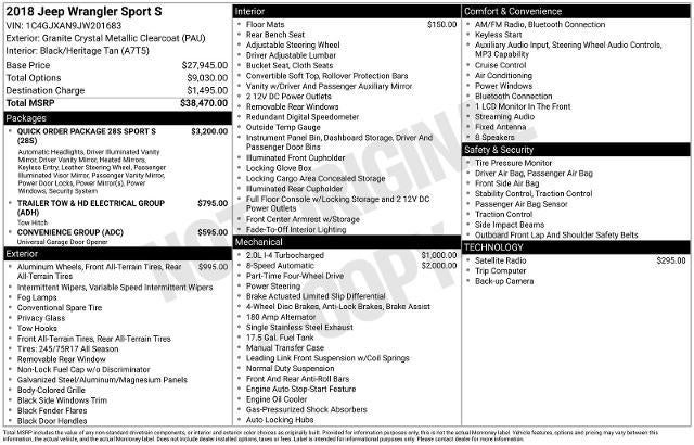 2018 Jeep Wrangler Sport S