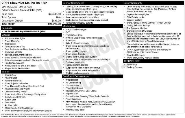 2021 Chevrolet Malibu RS