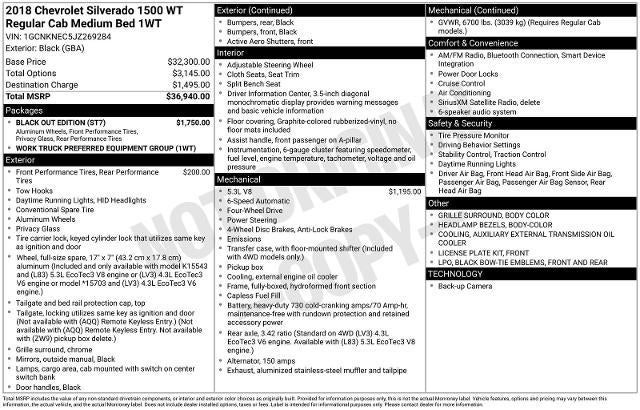 2018 Chevrolet Silverado 1500 Work Truck