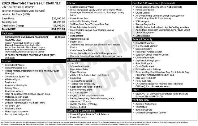 2020 Chevrolet Traverse LT Cloth