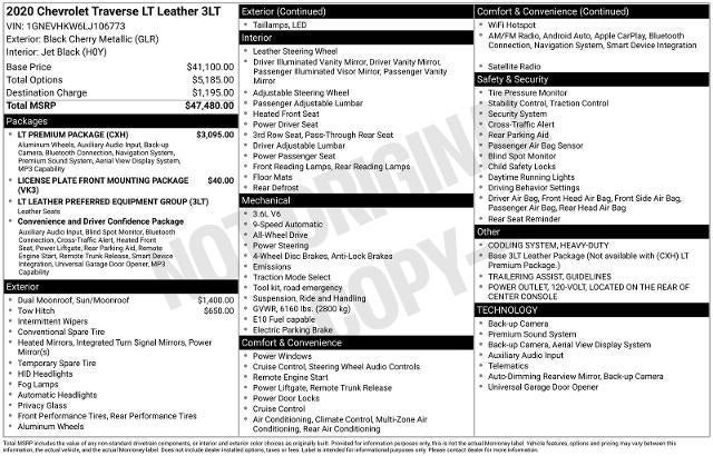2020 Chevrolet Traverse LT Leather