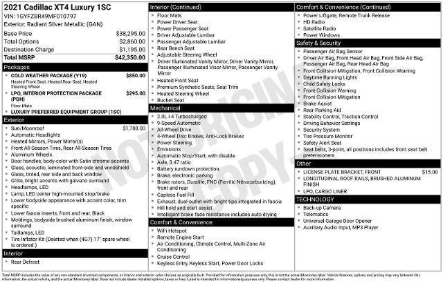 2021 Cadillac XT4 AWD Luxury