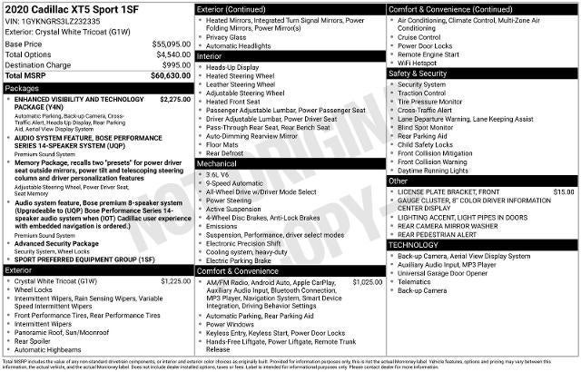 2020 Cadillac XT5 Sport AWD
