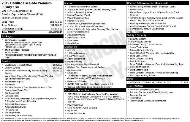 2019 Cadillac Escalade Premium Luxury