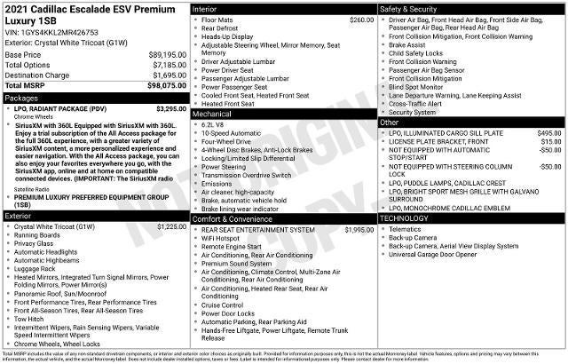 2021 Cadillac Escalade ESV Premium Luxury