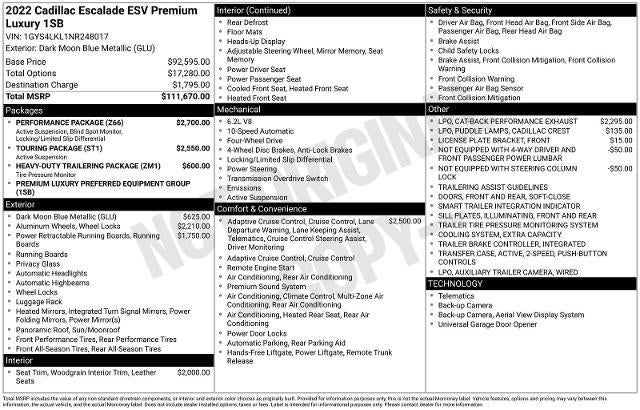 2022 Cadillac Escalade ESV Premium Luxury