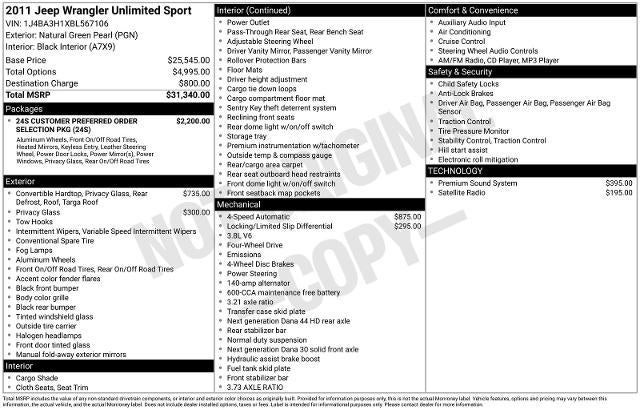 2011 Jeep Wrangler Unlimited Sport