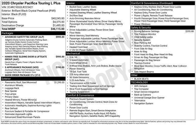 2020 Chrysler Pacifica Touring L Plus