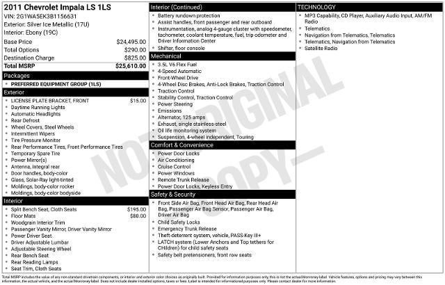 2011 Chevrolet Impala LS Retail