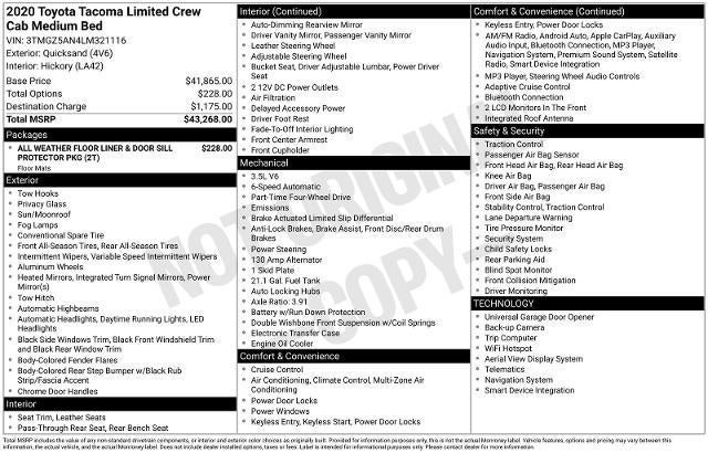 2020 Toyota Tacoma 4WD Limited
