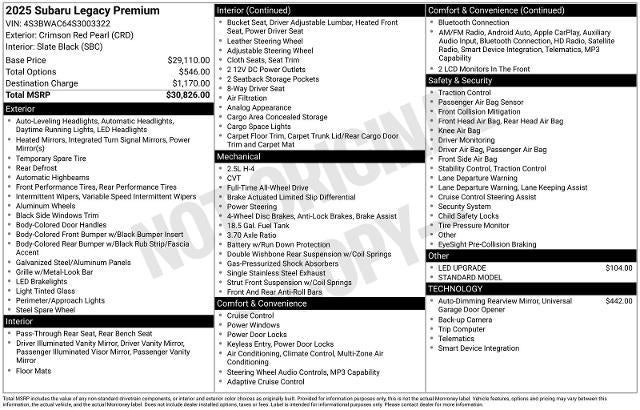 2025 Subaru Legacy Premium