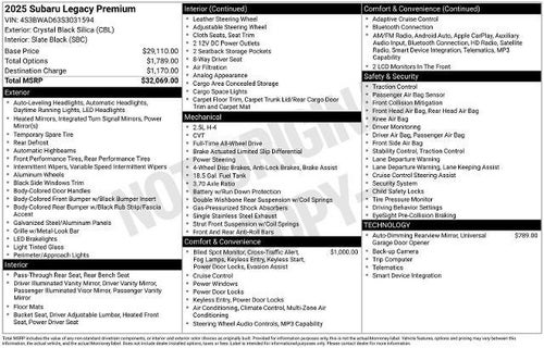 2025 Subaru Legacy Premium