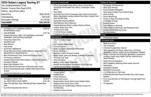 2024 Subaru Legacy Touring XT