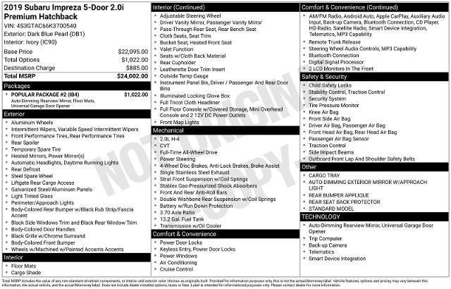 2019 Subaru Impreza Premium