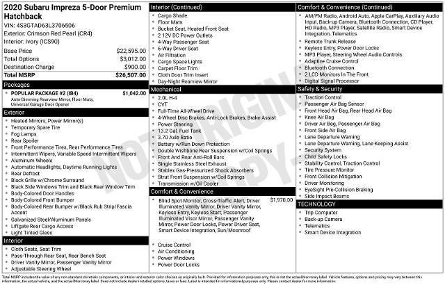 2020 Subaru IMPREZA Base