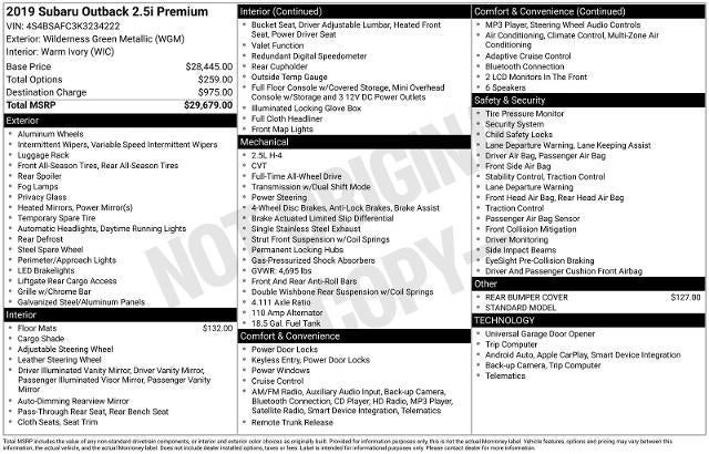 2019 Subaru Outback Premium