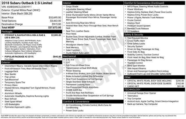 2018 Subaru Outback Limited