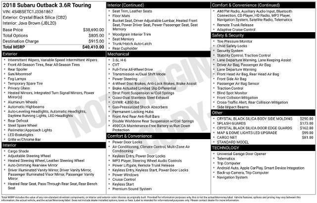 2018 Subaru Outback Touring