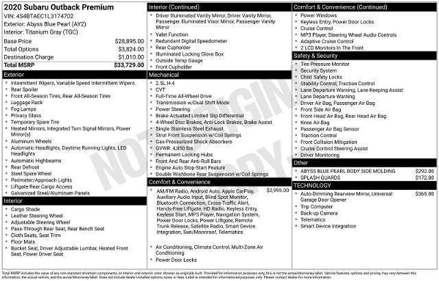 2020 Subaru Outback Premium