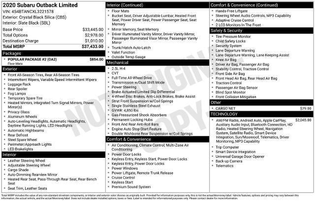 2020 Subaru Outback Limited