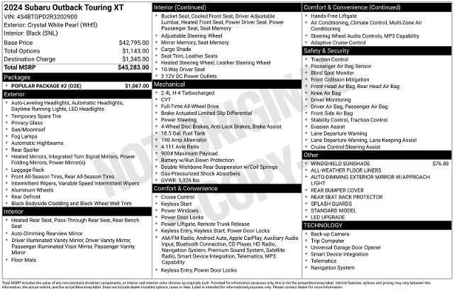 2024 Subaru Outback Touring XT