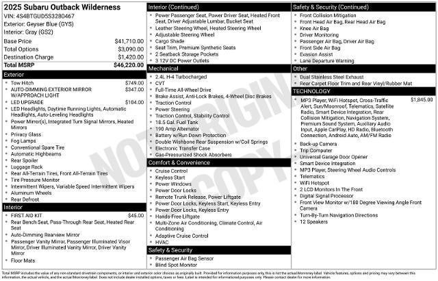 2025 Subaru Outback Wilderness