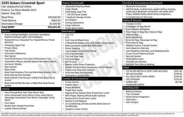2025 Subaru Crosstrek Sport
