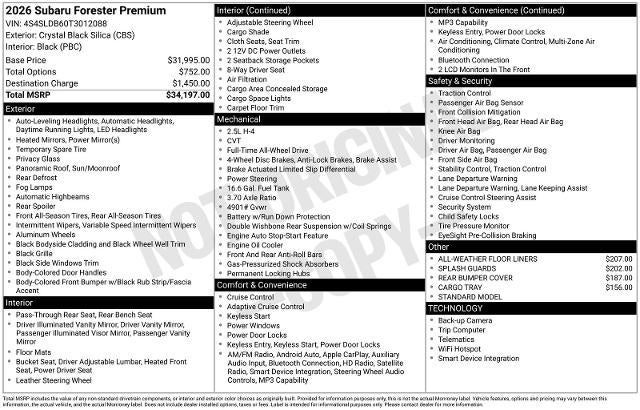 2026 Subaru Forester Premium