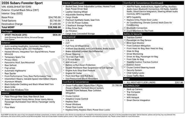 2026 Subaru Forester Sport