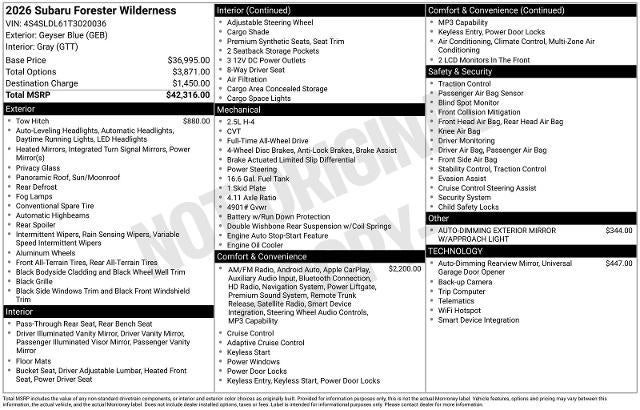 2026 Subaru Forester Wilderness