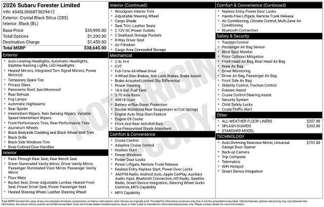 2026 Subaru Forester Limited