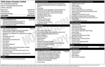 2026 Subaru Forester Limited