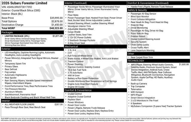 2026 Subaru Forester Limited