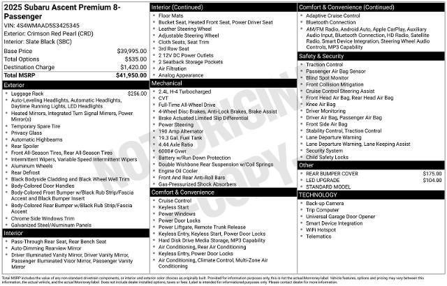 2025 Subaru Ascent Premium