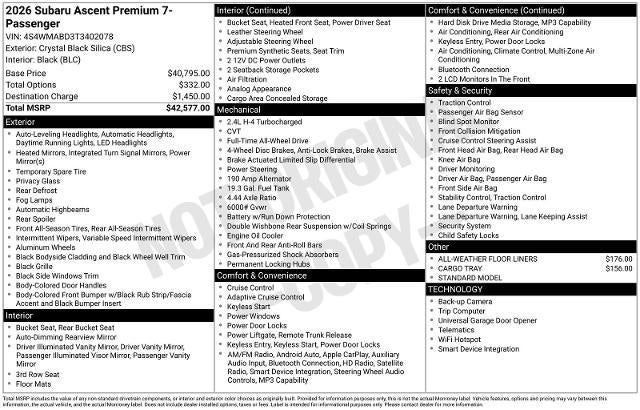 2026 Subaru Ascent Premium