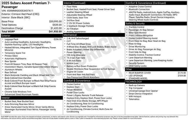 2025 Subaru Ascent Premium