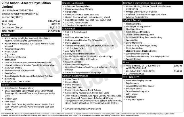 2023 Subaru Ascent Onyx Edition Limited