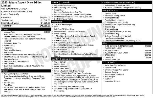 2023 Subaru Ascent Onyx Edition Limited