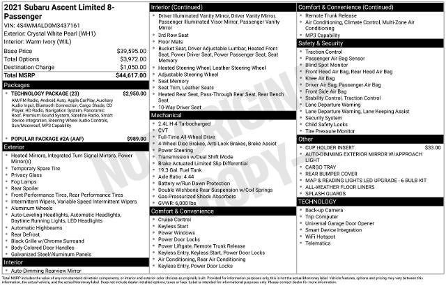 2021 Subaru Ascent Limited