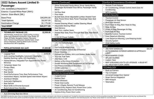 2022 Subaru Ascent Limited