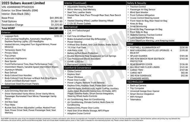 2023 Subaru Ascent Limited