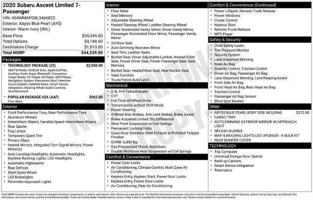 2020 Subaru Ascent Limited