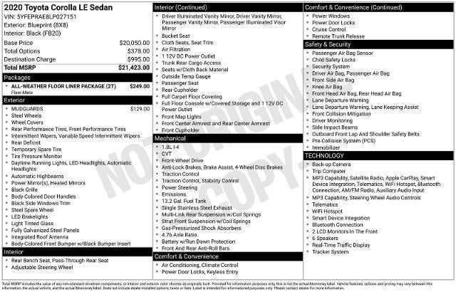 2020 Toyota Corolla LE