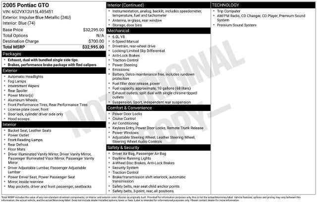 2005 Pontiac GTO Base