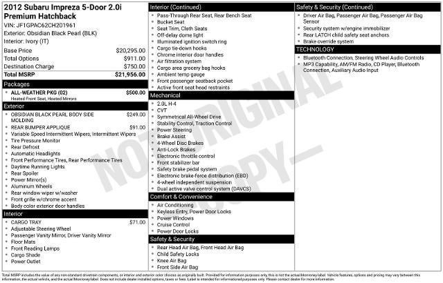2012 Subaru Impreza Wagon 2.0i Premium