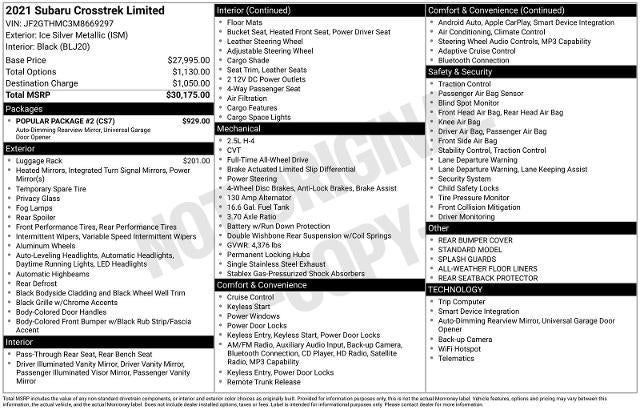 2021 Subaru Crosstrek Limited