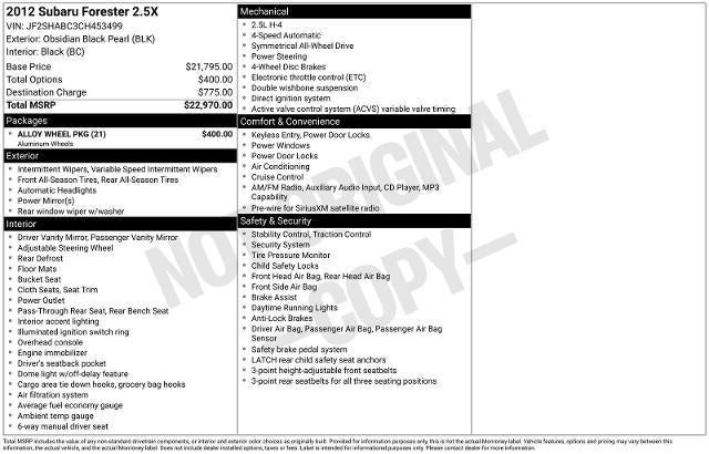 2012 Subaru Forester 2.5X