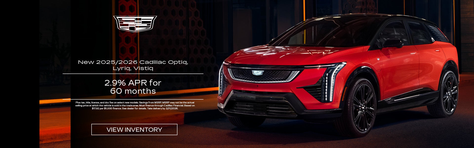 2025/2026 Cadillac Optiq, Lyriq, and Vistiq